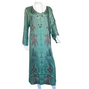Green Print Dress Sz 2X (Handmade?)